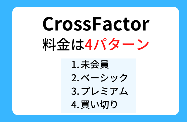 CrossFactorの料金は4パターンと書かれた画像